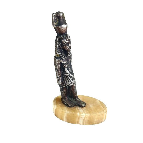 Ancient Egyptian Style Figurine With Stone Base Vintage - Picture 7 of 10